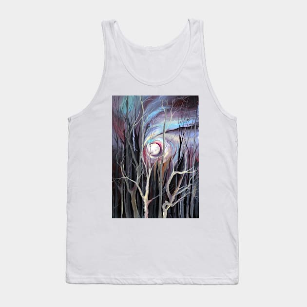 Scandinavian Cold Winter Night Watercolor Illustration Tank Top by Nisuris Art